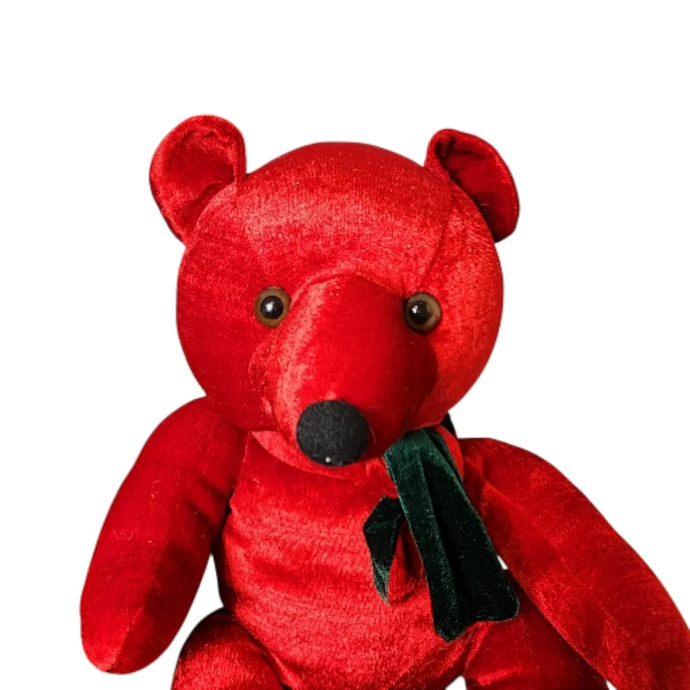 Bears two red & green soft shiny wearing colorful ties toys or gift